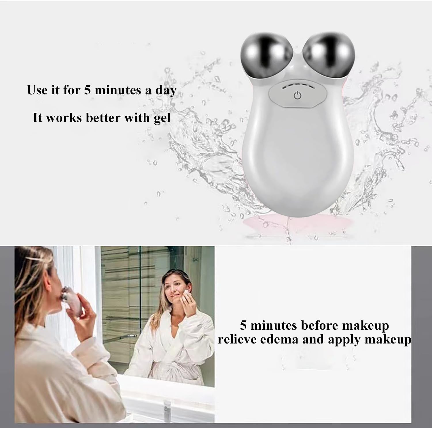 Microcurrent Facial Device,Enhances the Ability to Lift the Face and Tighten the Skin,Facial Wrinkle Equipment，White